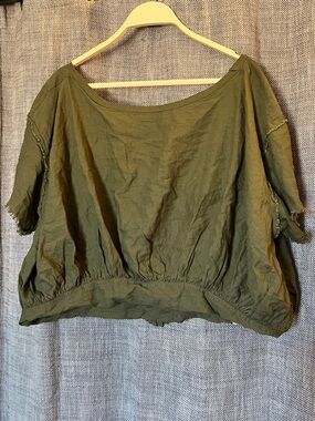 Free People We The Free cropped bubble hem linen top